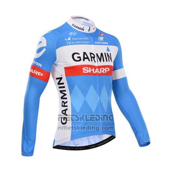 2014 Fietskleding Garmin Sharp Lichtblauw en Wit Lange Mouwen en Koersbroek